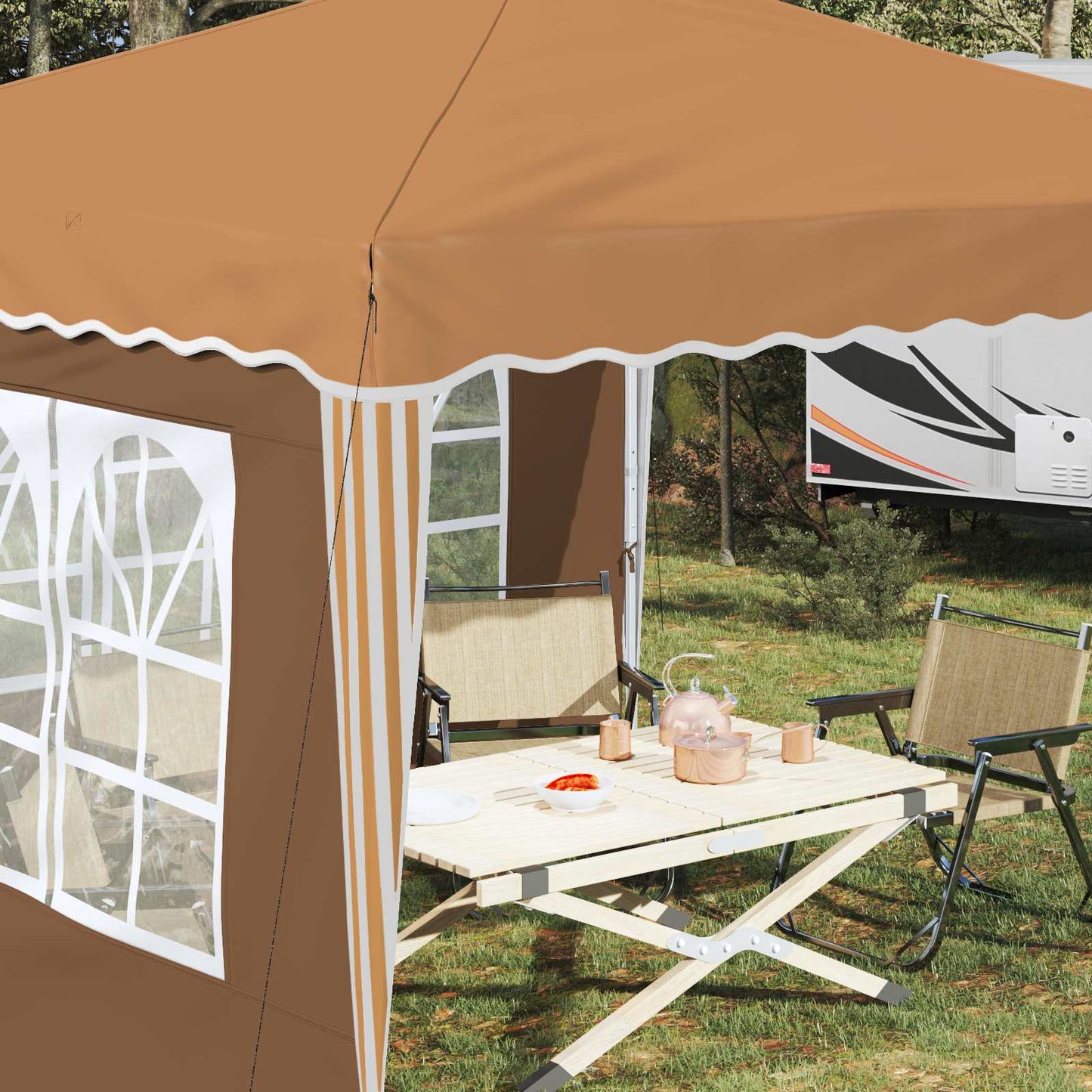 vidaXL Pop-up Party Tent 288 x 288 x 245 cm Beige Oxford Fabric