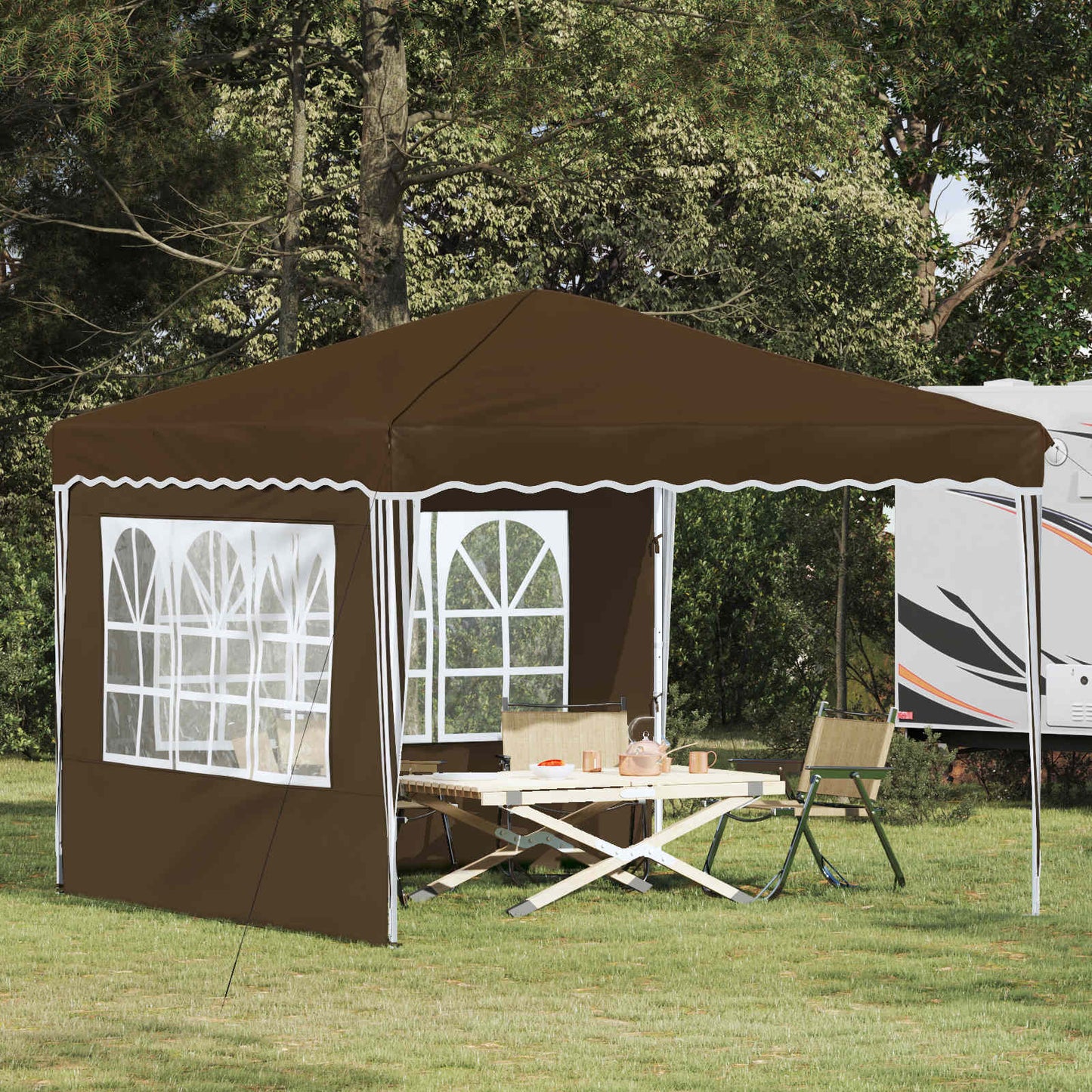 vidaXL Pop-up Party Tent 288 x 288 x 245 cm Taupe Oxford Fabric