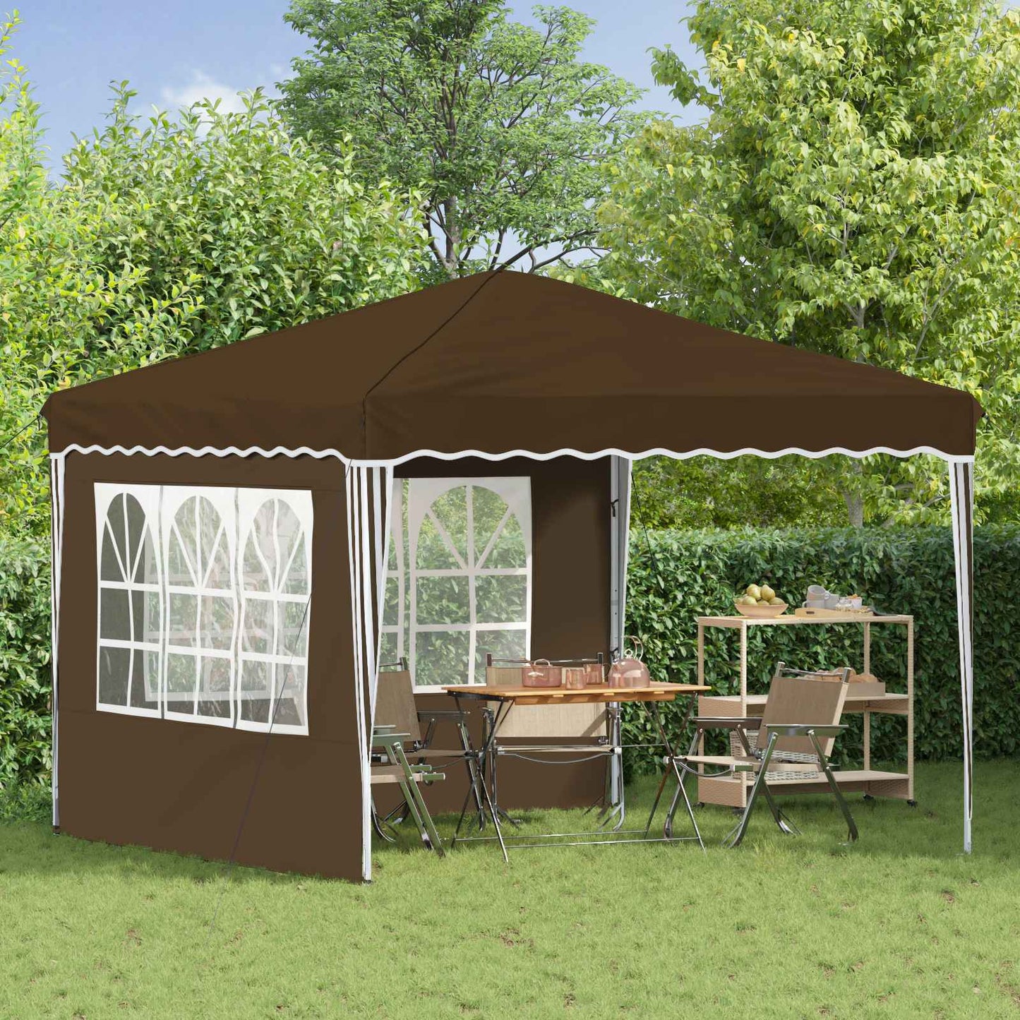 vidaXL Pop-up Party Tent 288 x 288 x 245 cm Taupe Oxford Fabric