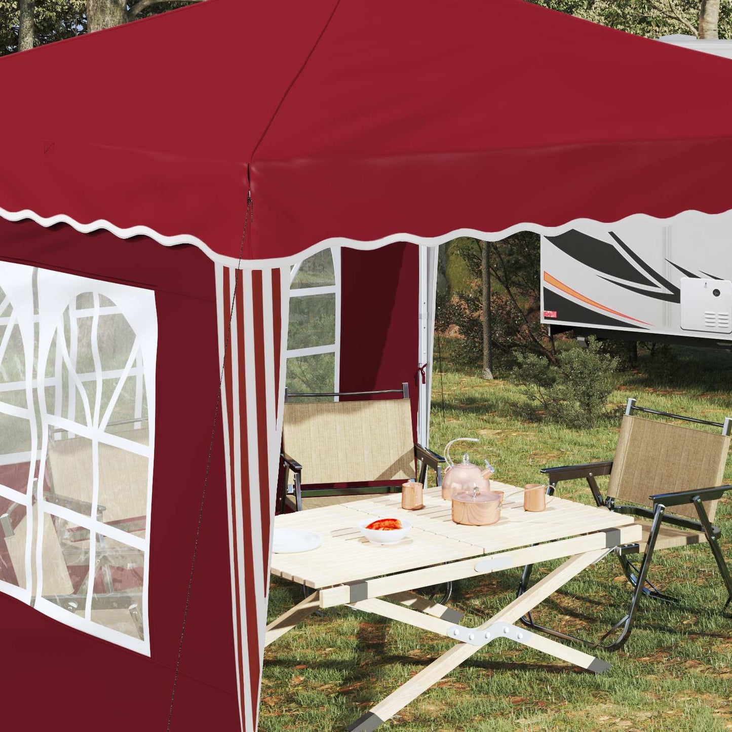 vidaXL Pop-up Party Tent 288 x 288 x 245 cm Burgundy Oxford Fabric