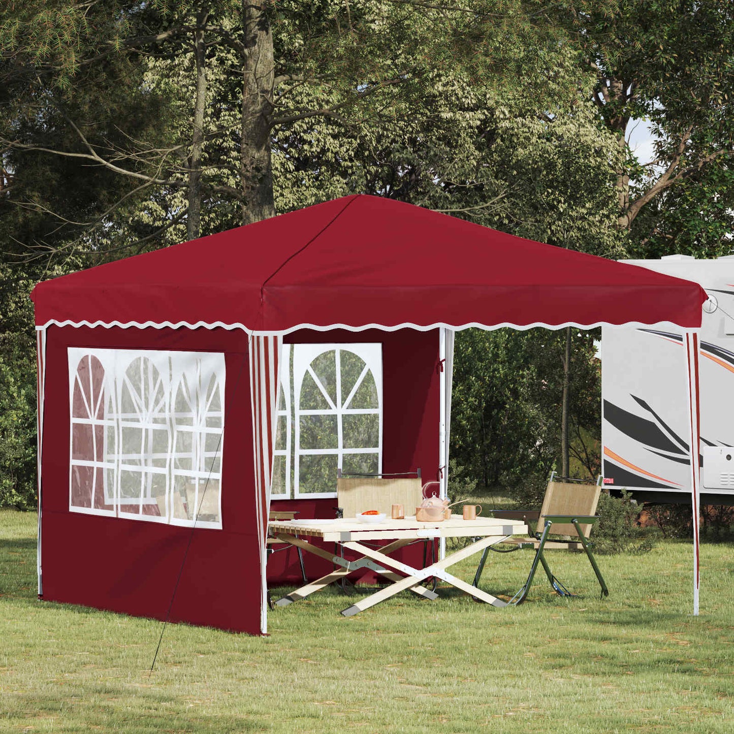 vidaXL Pop-up Party Tent 288 x 288 x 245 cm Burgundy Oxford Fabric