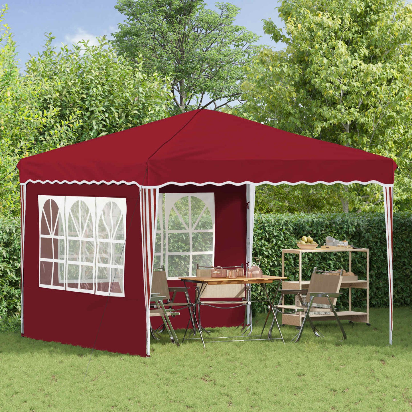 vidaXL Pop-up Party Tent 288 x 288 x 245 cm Burgundy Oxford Fabric