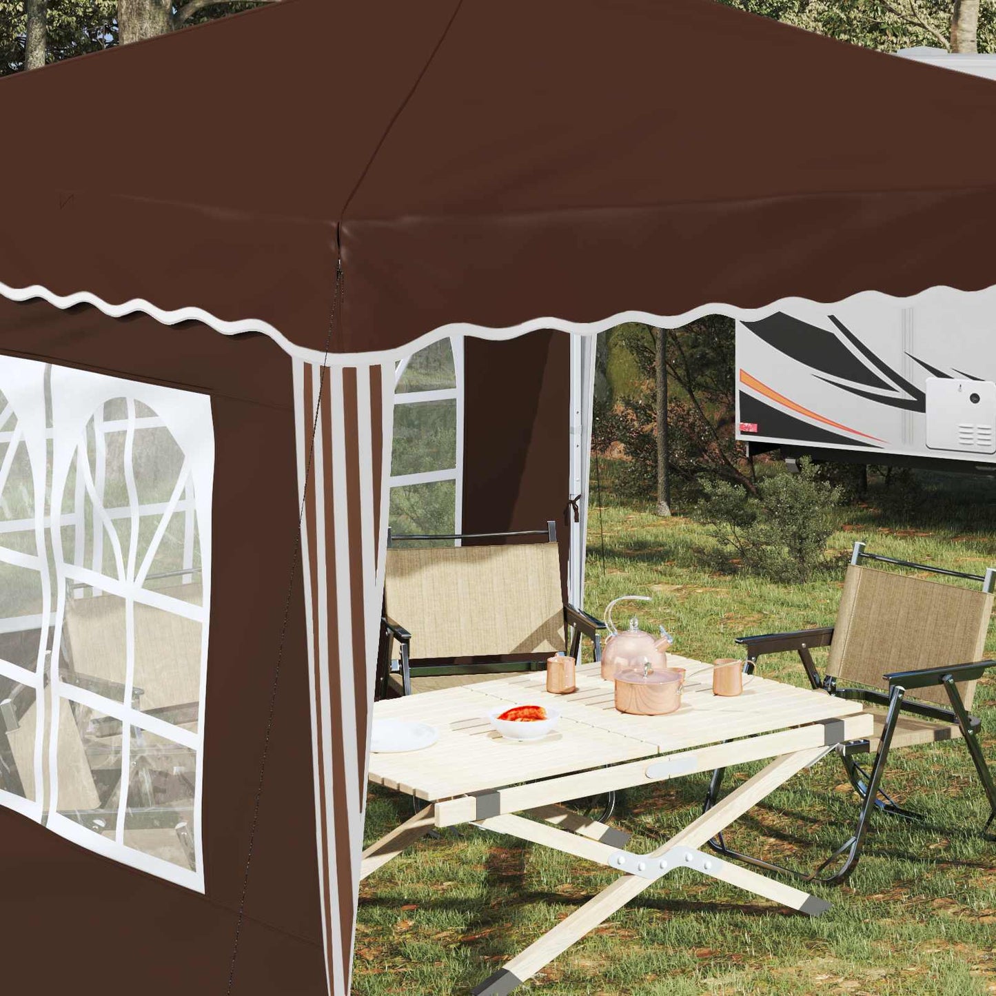 vidaXL Pop-up Party Tent 288 x 288 x 245 cm Brown Oxford Fabric