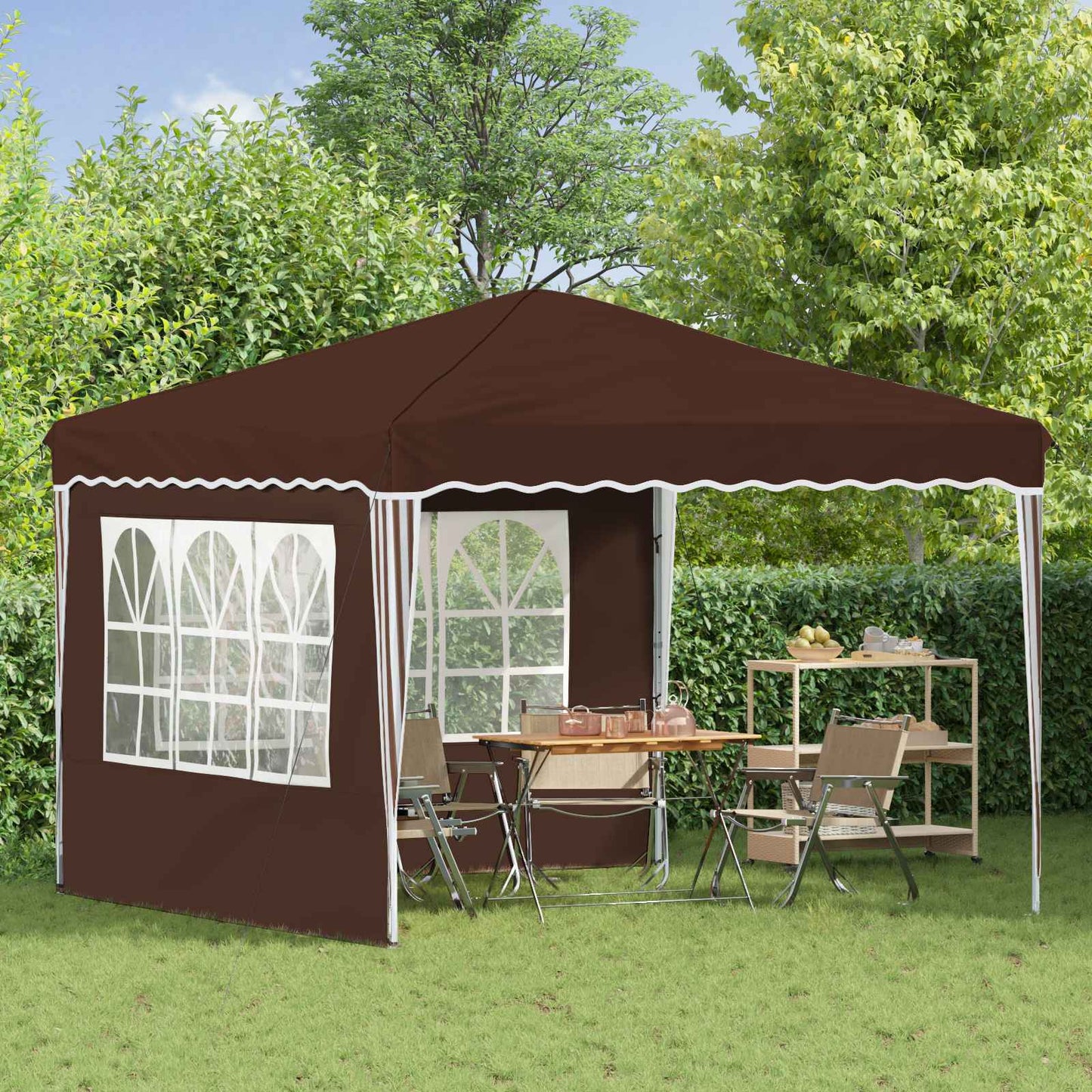 vidaXL Pop-up Party Tent 288 x 288 x 245 cm Brown Oxford Fabric