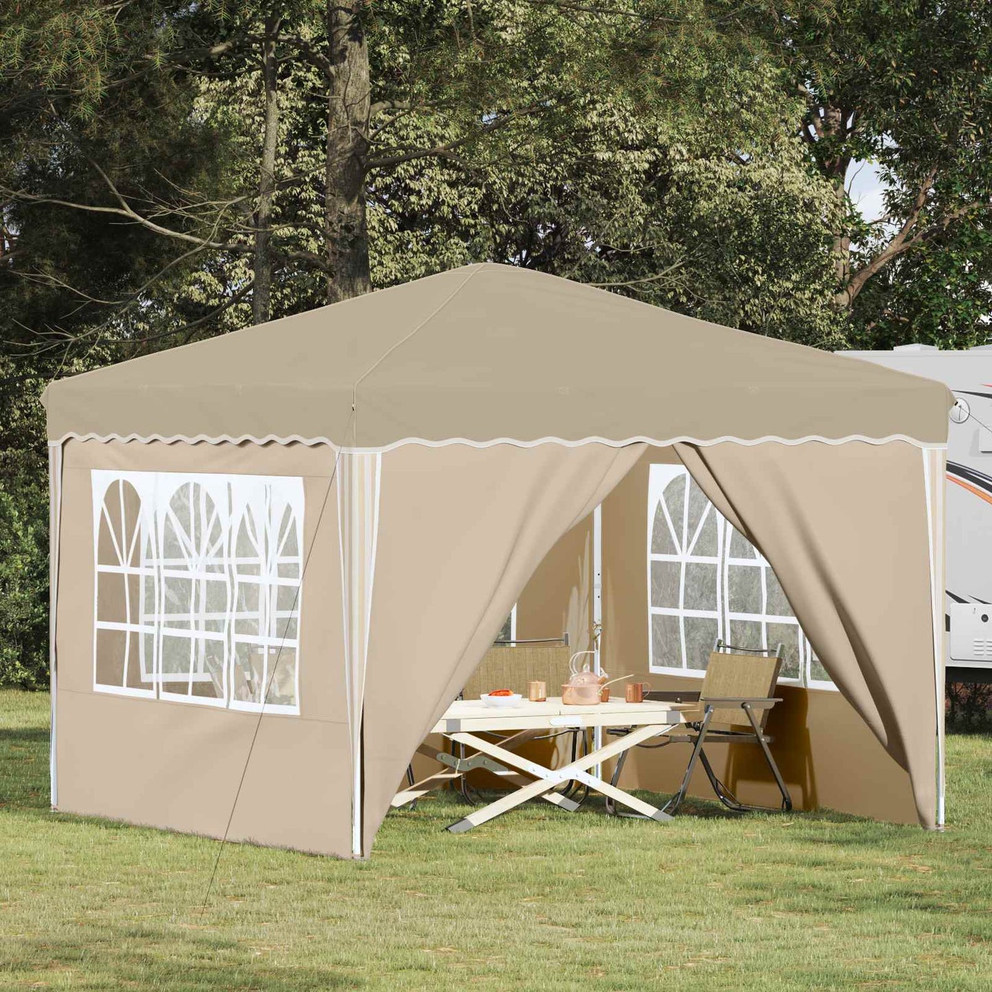 vidaXL Pop-up Party Tent 288 x 288 x 245 cm Cream Oxford Fabric
