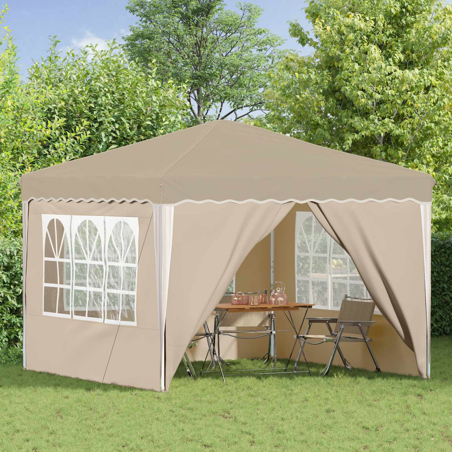 vidaXL Pop-up Party Tent 288 x 288 x 245 cm Cream Oxford Fabric