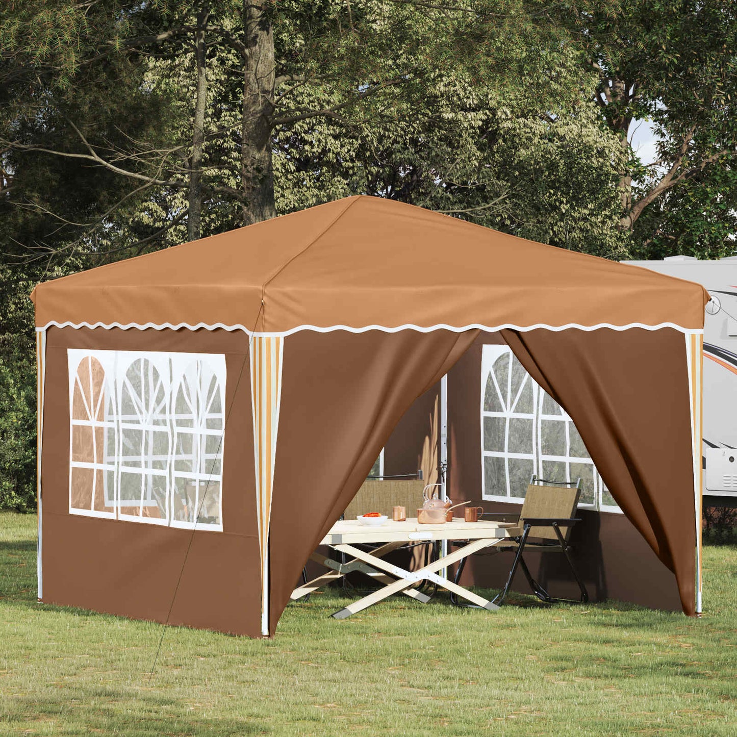 vidaXL Pop-up Party Tent 288 x 288 x 245 cm Beige Oxford Fabric