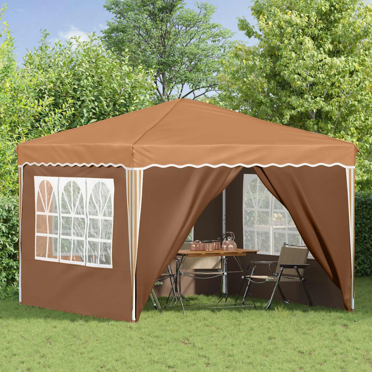 vidaXL Pop-up Party Tent 288 x 288 x 245 cm Beige Oxford Fabric
