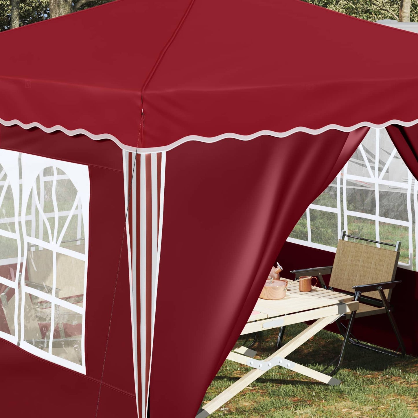 vidaXL Pop-up Party Tent 288 x 288 x 245 cm Burgundy Oxford Fabric