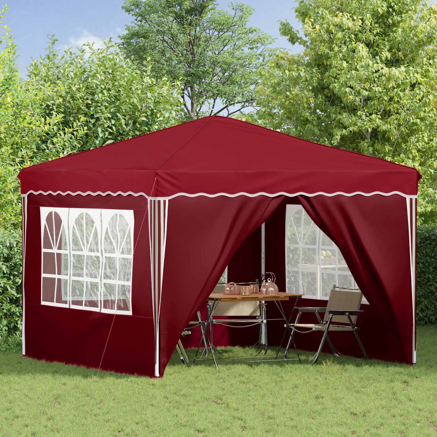 vidaXL Pop-up Party Tent 288 x 288 x 245 cm Burgundy Oxford Fabric