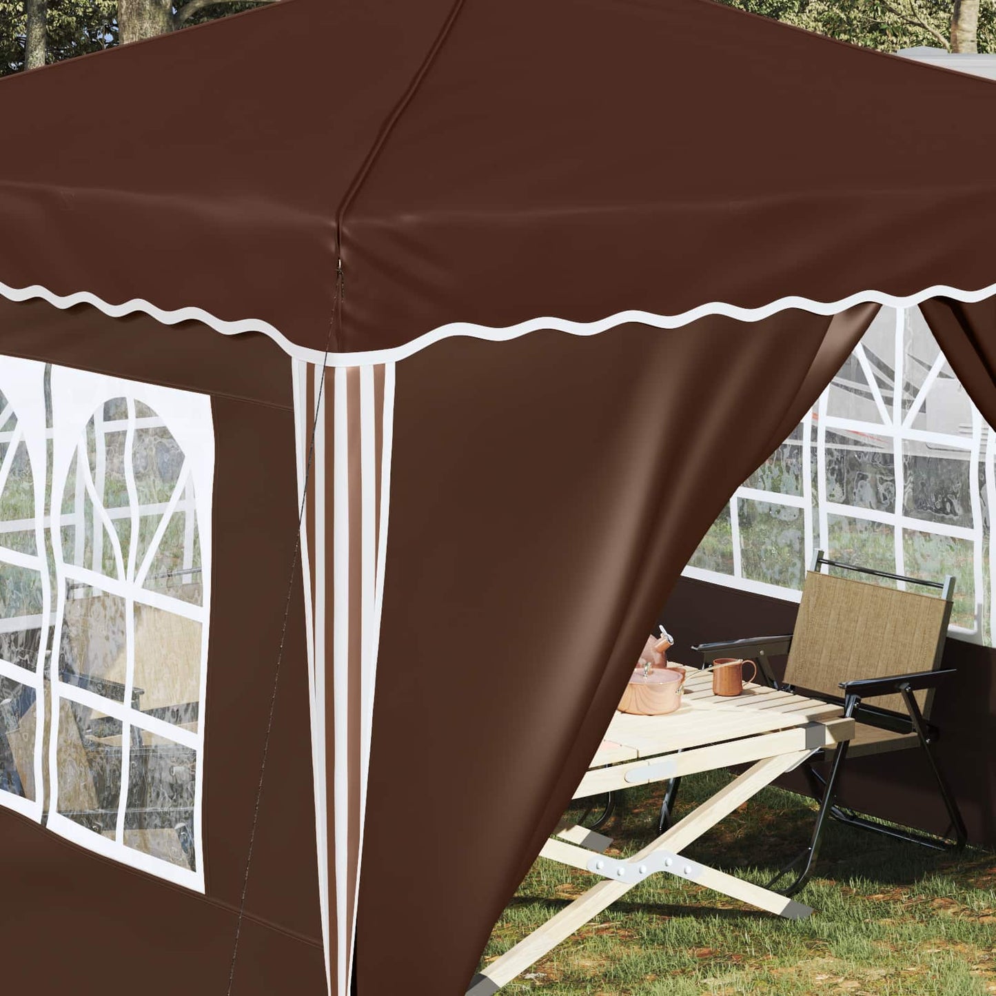 vidaXL Pop-up Party Tent 288 x 288 x 245 cm Brown Oxford Fabric