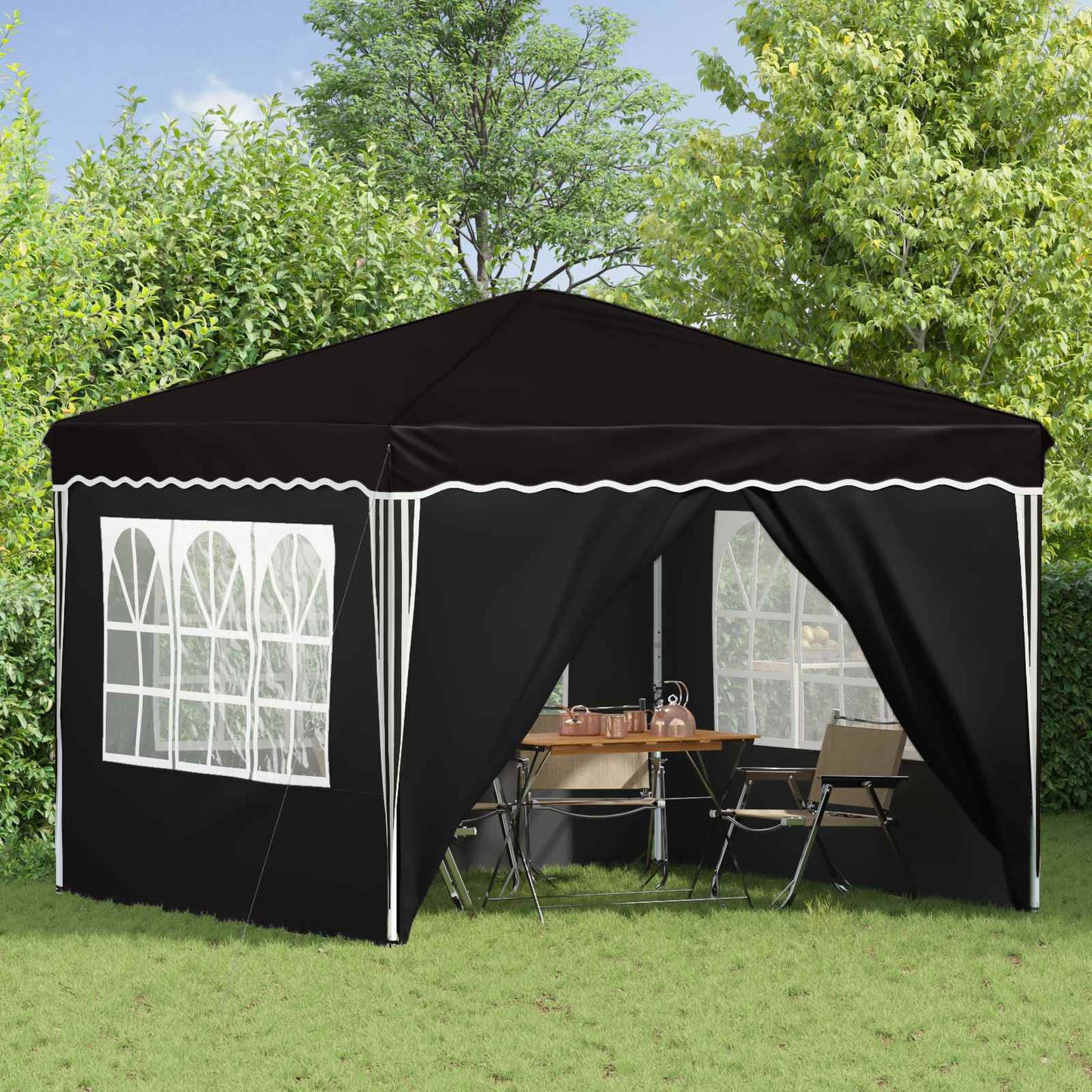 vidaXL Pop-up Party Tent 288 x 288 x 245 cm Black Oxford Fabric