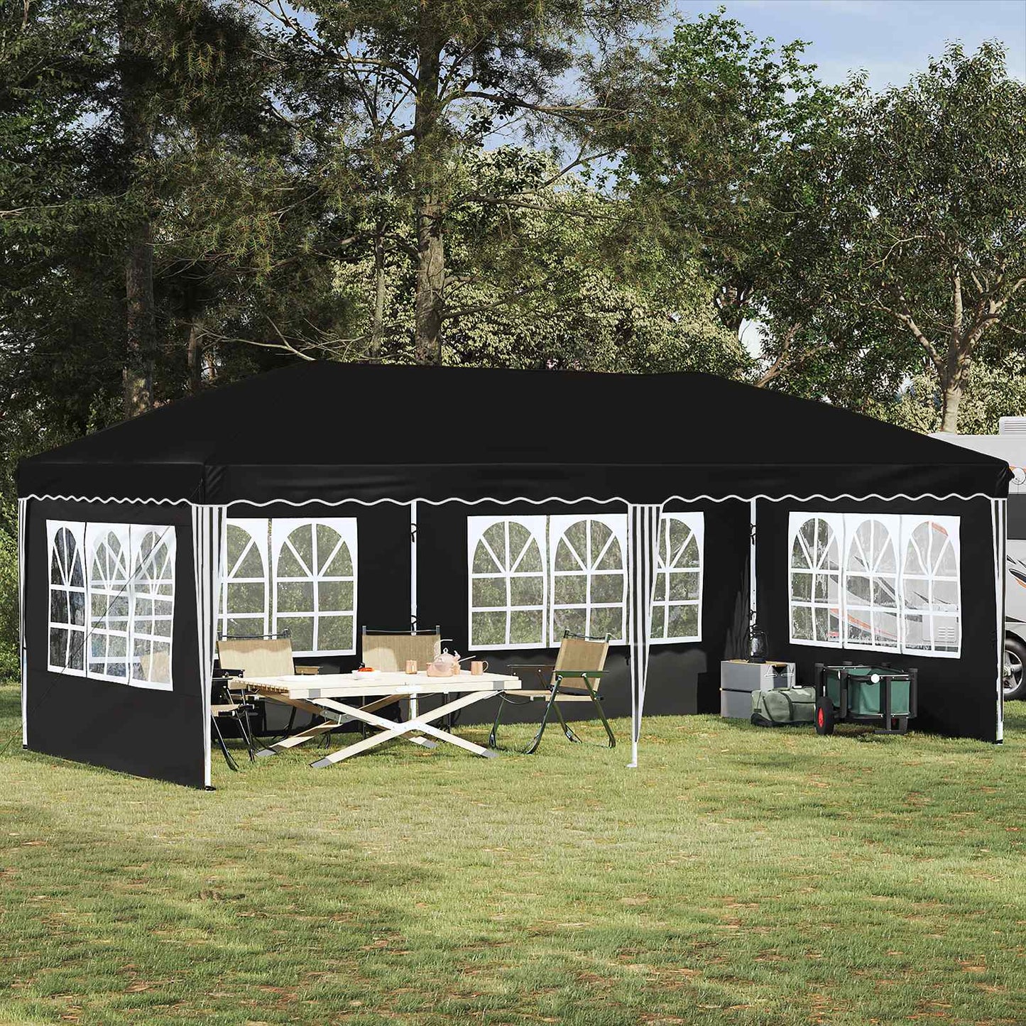 vidaXL Pop-up Party Tent 575 x 289 x 245 cm Black