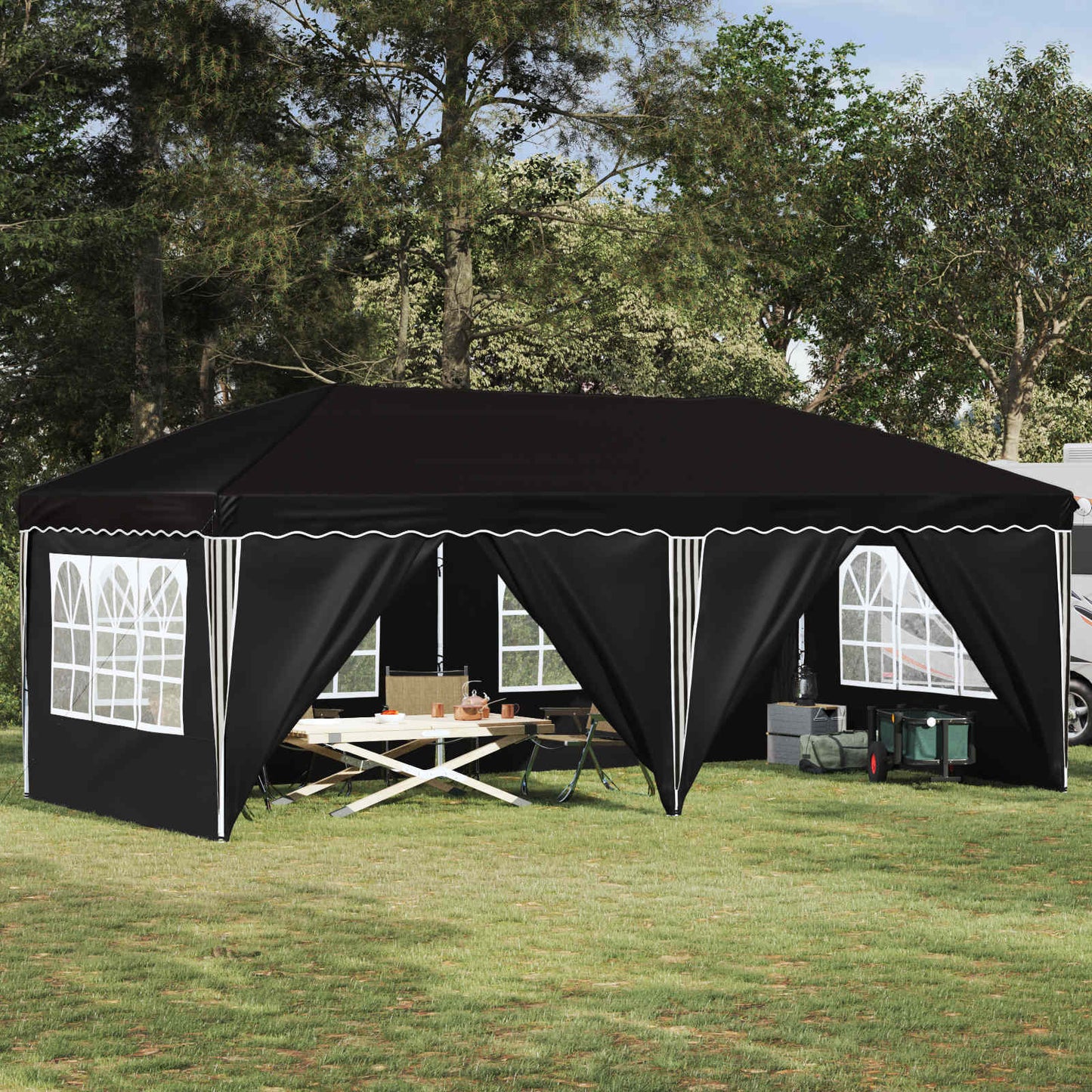 vidaXL Pop-up Party Tent 575 x 288 x 245 cm Black