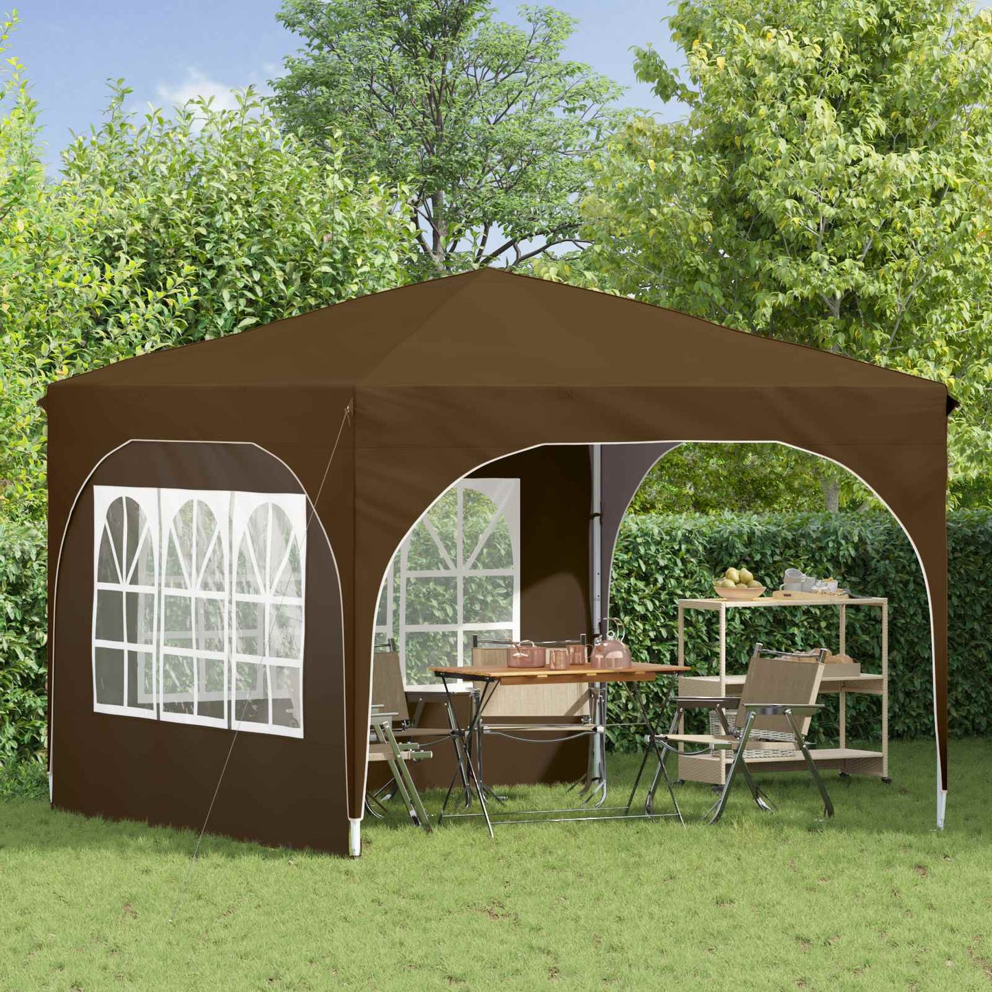 vidaXL Pop-up Party Tent 290 x 290 x 245 cm Taupe