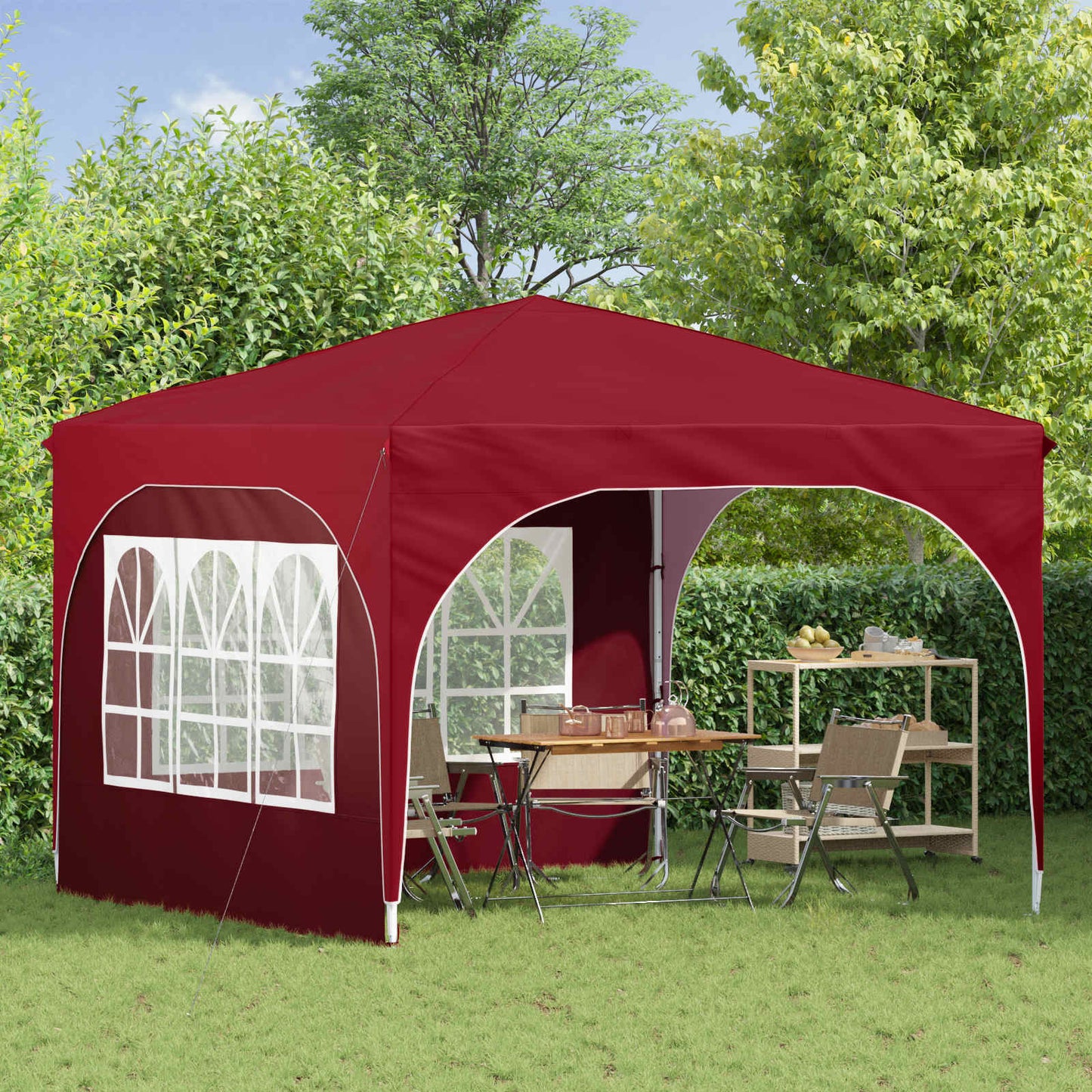 vidaXL Pop-up Party Tent 290 x 290 x 245 cm Burgundy