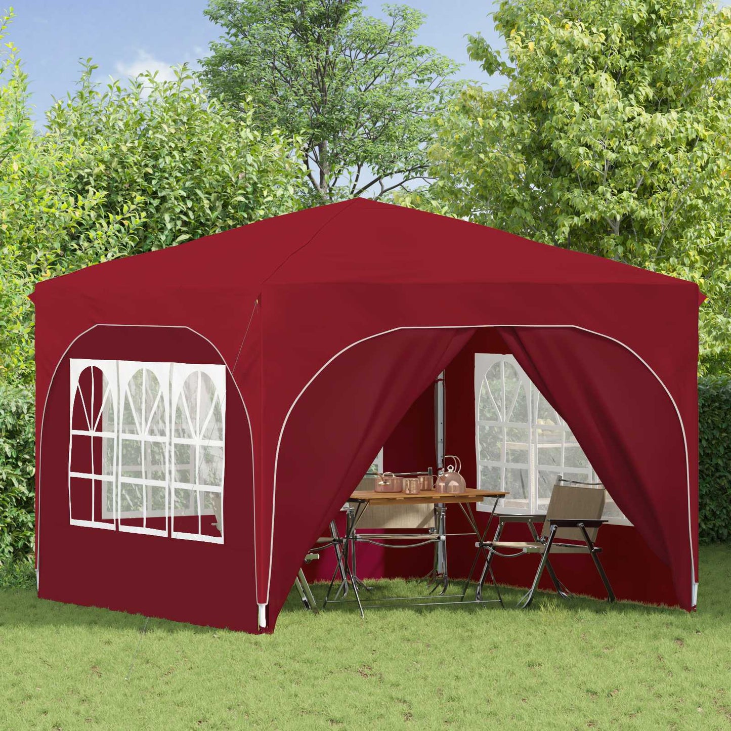 vidaXL Pop-up Party Tent 290 x 290 x 245 cm Burgundy
