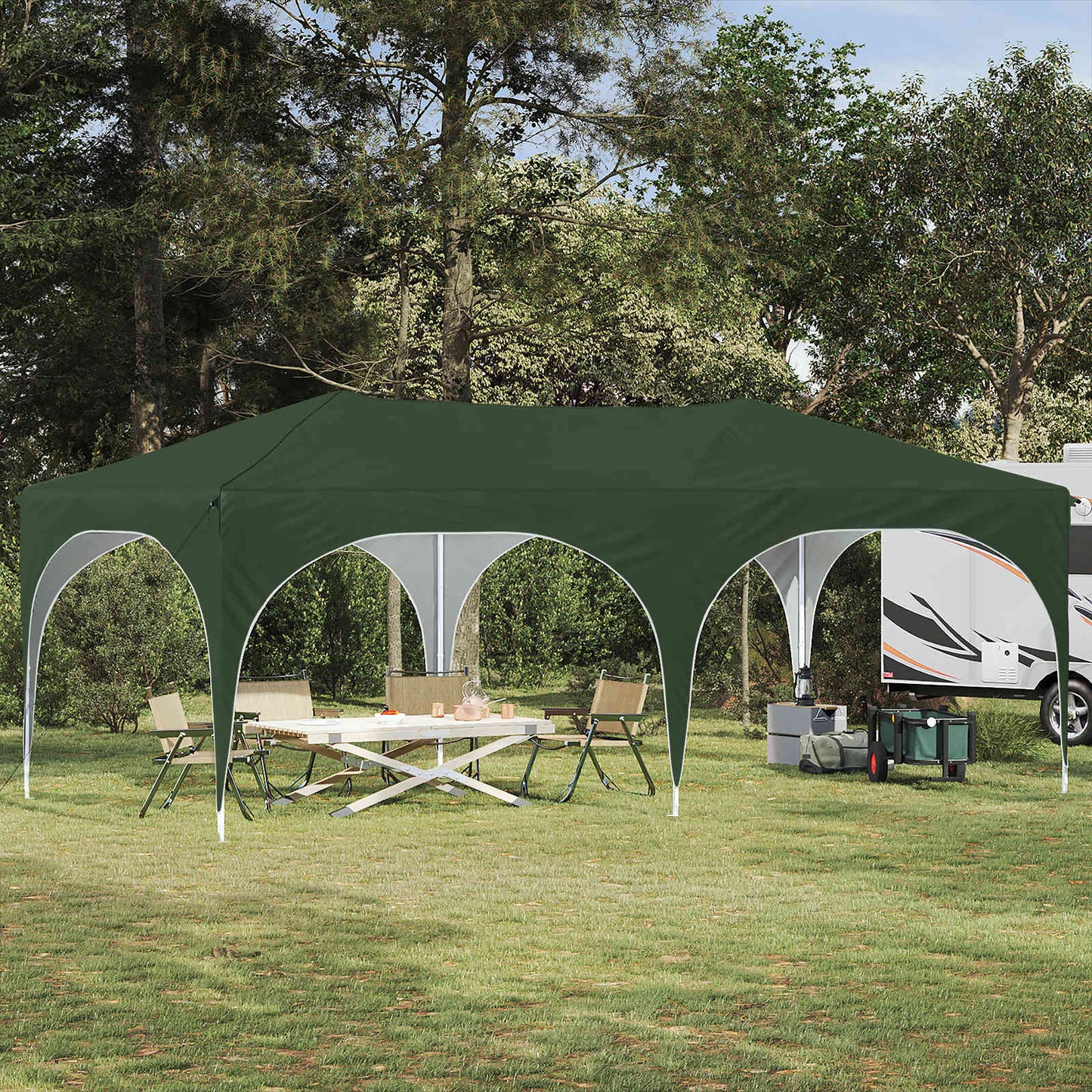 vidaXL Pop-up Party Tent 575 x 288 x 245 cm Green Oxford Fabric