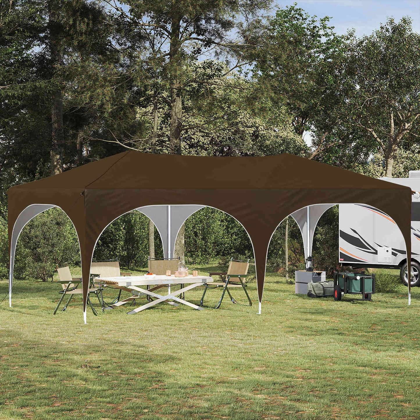 vidaXL Pop-up Party Tent 575 x 288 x 245 cm Taupe Oxford Fabric