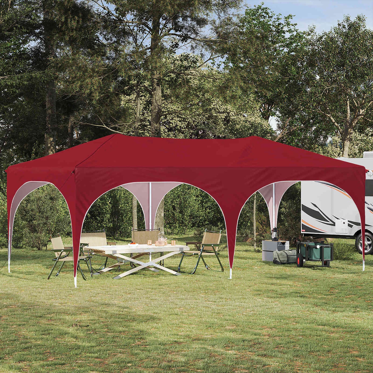 vidaXL Pop-up Party Tent 575 x 288 x 245 cm Burgundy Oxford Fabric