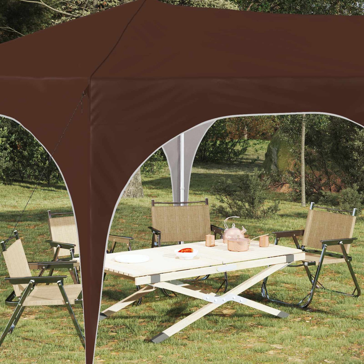 vidaXL Pop-up Party Tent 575 x 288 x 245 cm Brown Oxford Fabric