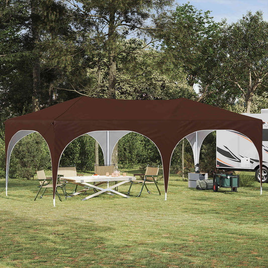 vidaXL Pop-up Party Tent 575 x 288 x 245 cm Brown Oxford Fabric
