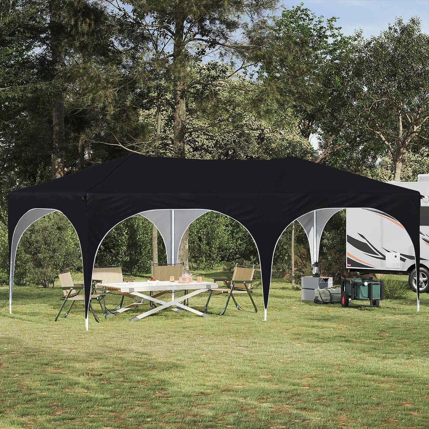 vidaXL Pop-up Party Tent 575 x 288 x 245 cm Black Oxford Fabric