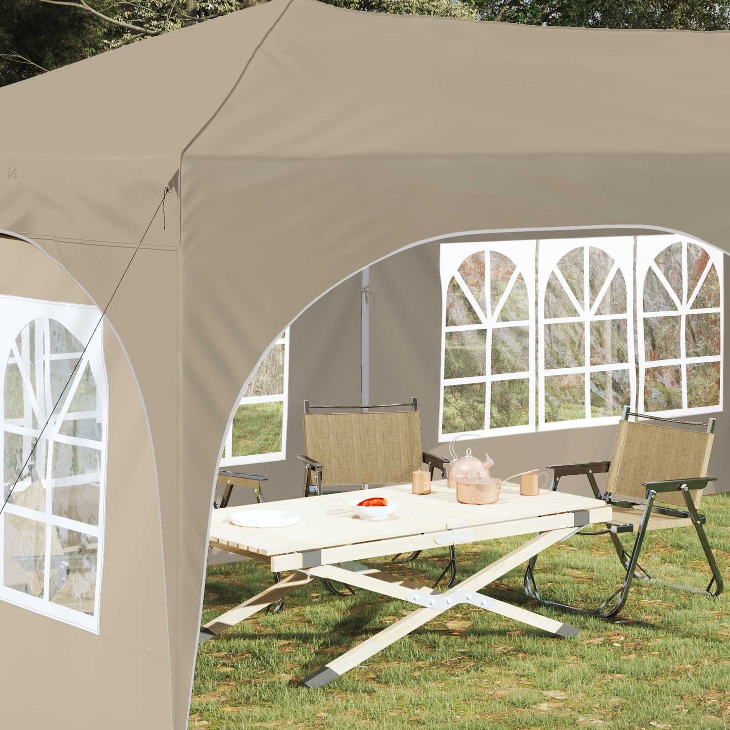 vidaXL Pop-up Party Tent 575 x 288 x 245 cm Cream Oxford Fabric