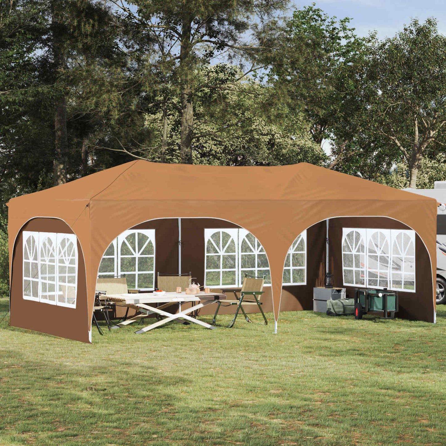 vidaXL Pop-up Party Tent 575 x 288 x 245 cm Beige Oxford Fabric