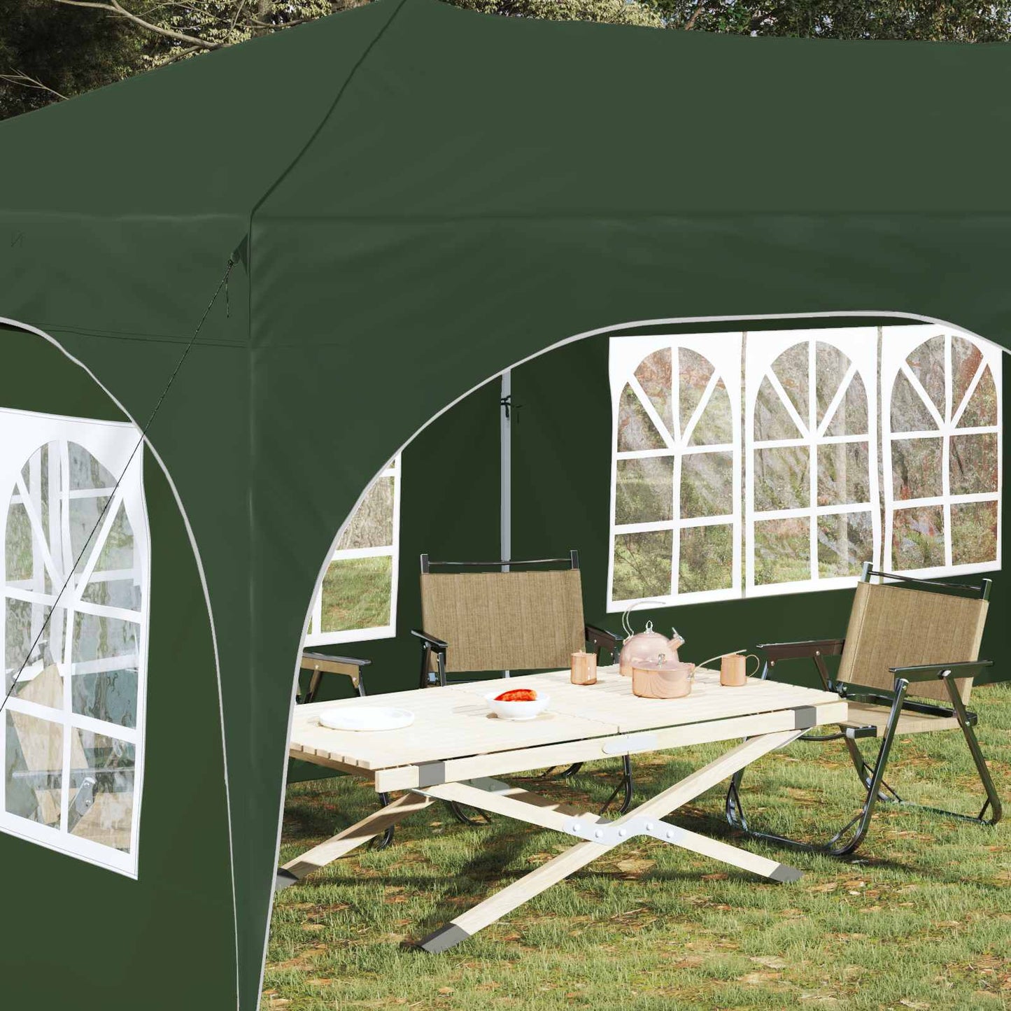 vidaXL Pop-up Party Tent 575 x 288 x 245 cm Green Oxford Fabric