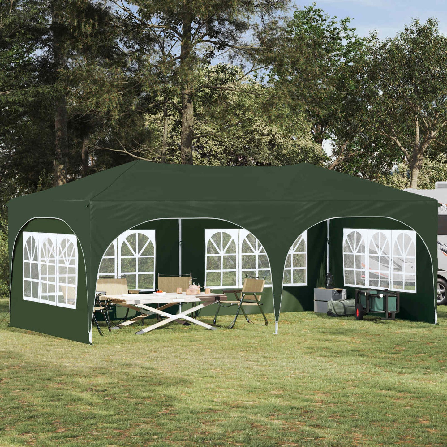 vidaXL Pop-up Party Tent 575 x 288 x 245 cm Green Oxford Fabric