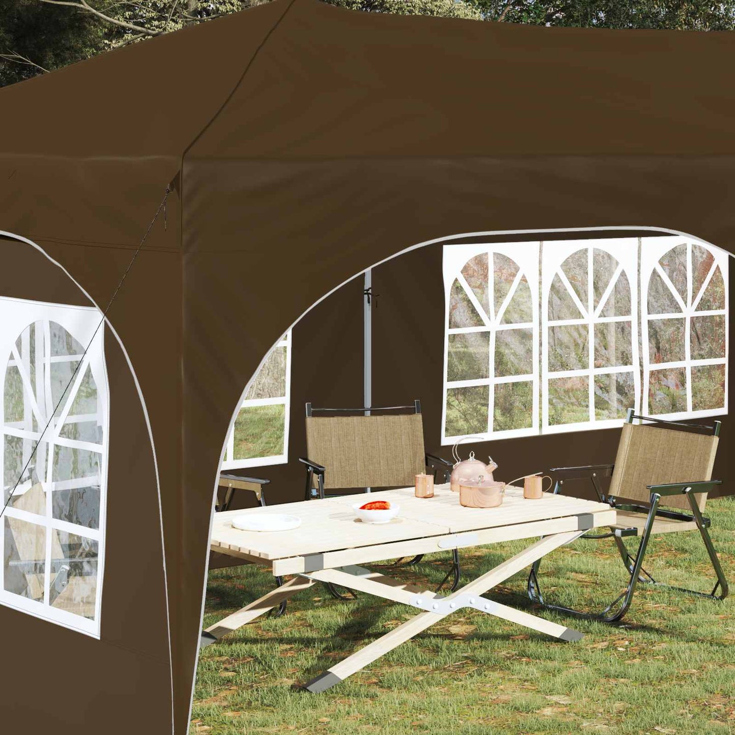 vidaXL Pop-up Party Tent 575 x 288 x 245 cm Taupe Oxford Fabric