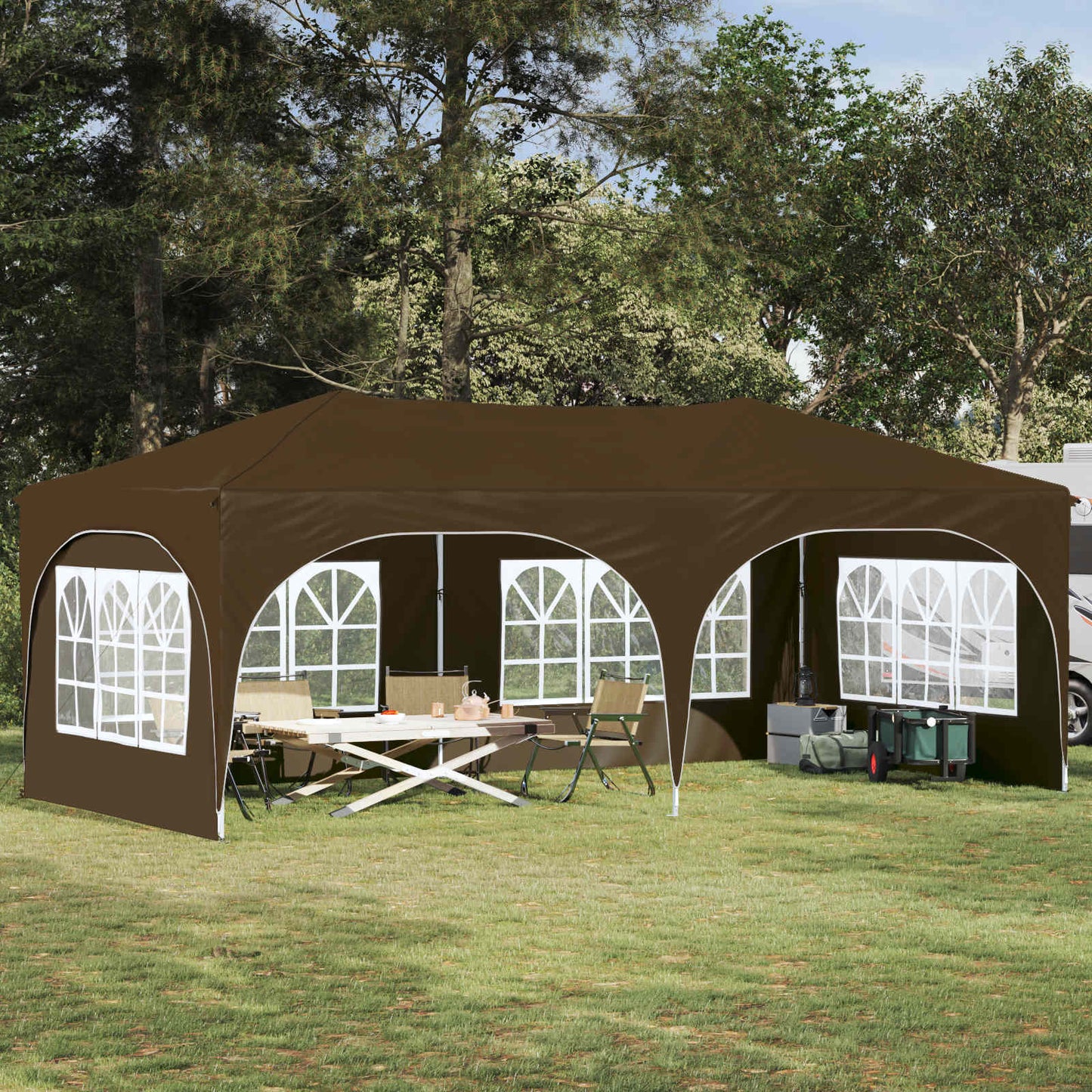 vidaXL Pop-up Party Tent 575 x 288 x 245 cm Taupe Oxford Fabric