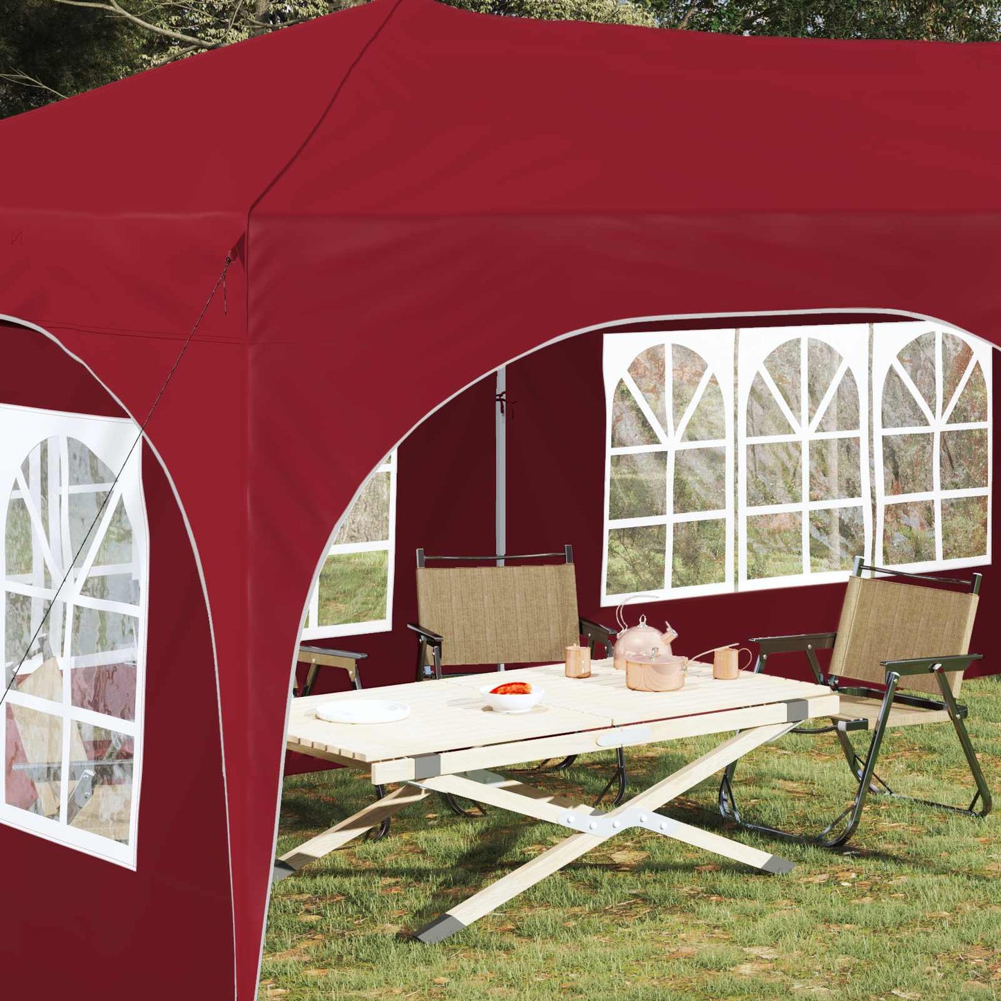 vidaXL Pop-up Party Tent 575 x 288 x 245 cm Burgundy Oxford Fabric
