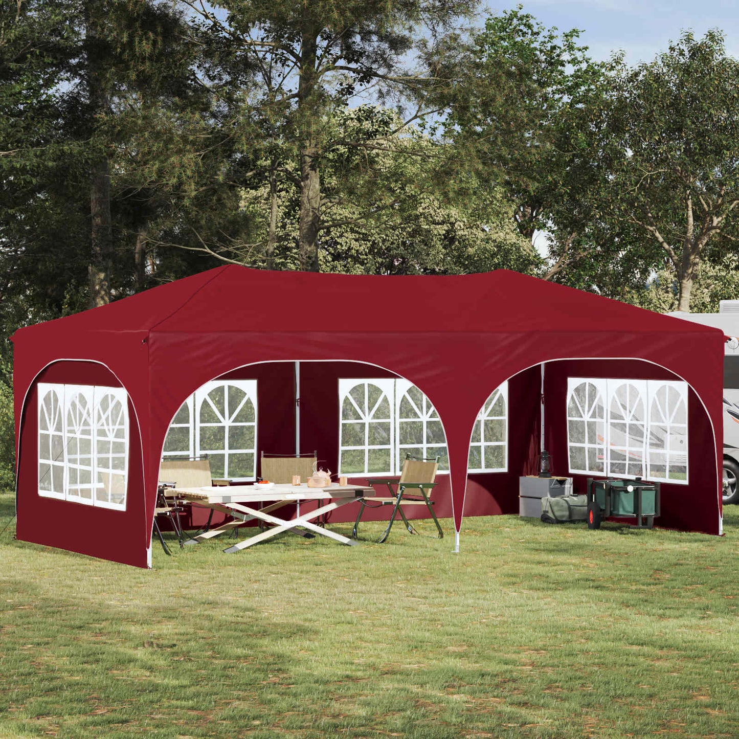 vidaXL Pop-up Party Tent 575 x 288 x 245 cm Burgundy Oxford Fabric