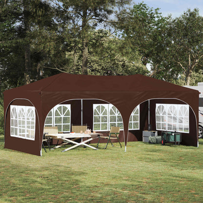vidaXL Pop-up Party Tent 575 x 288 x 245 cm Brown Oxford Fabric