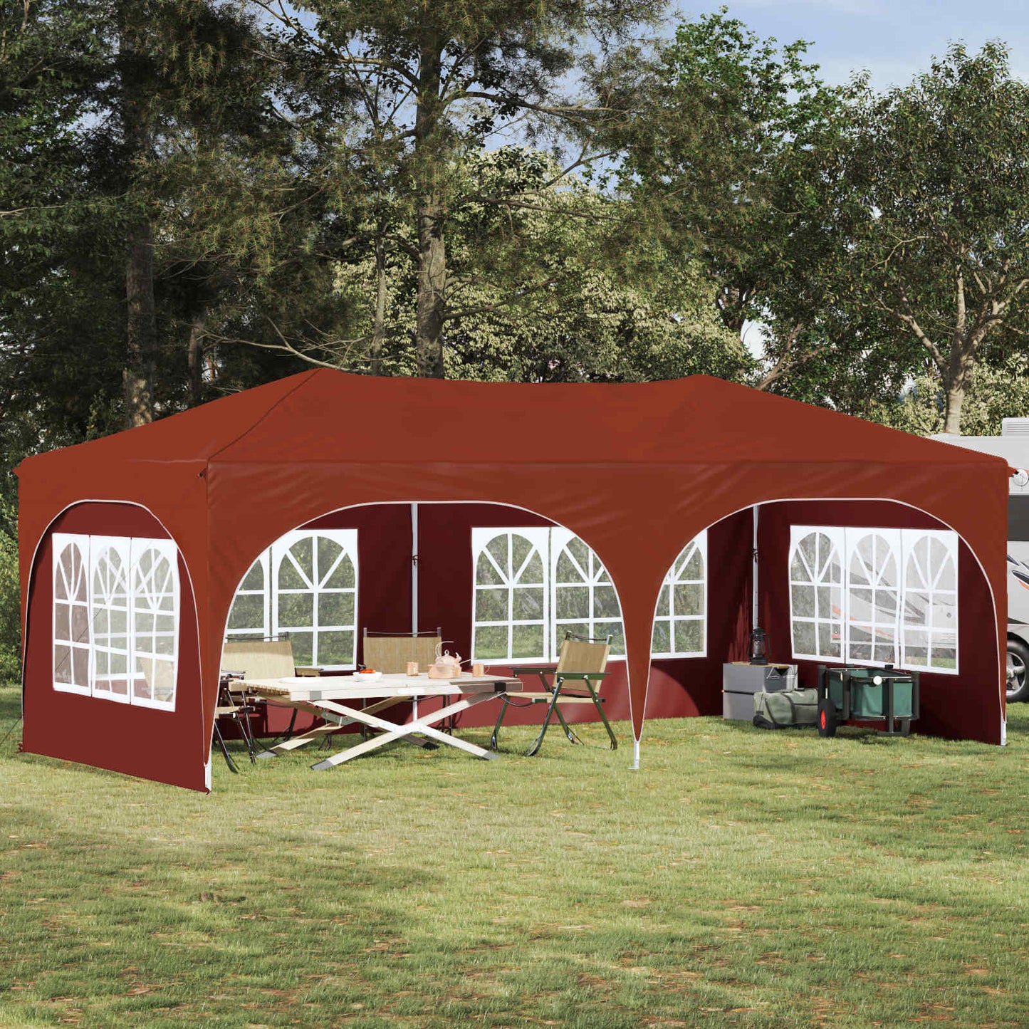 vidaXL Pop-up Party Tent 575 x 288 x 245 cm Terracotta Oxford Fabric
