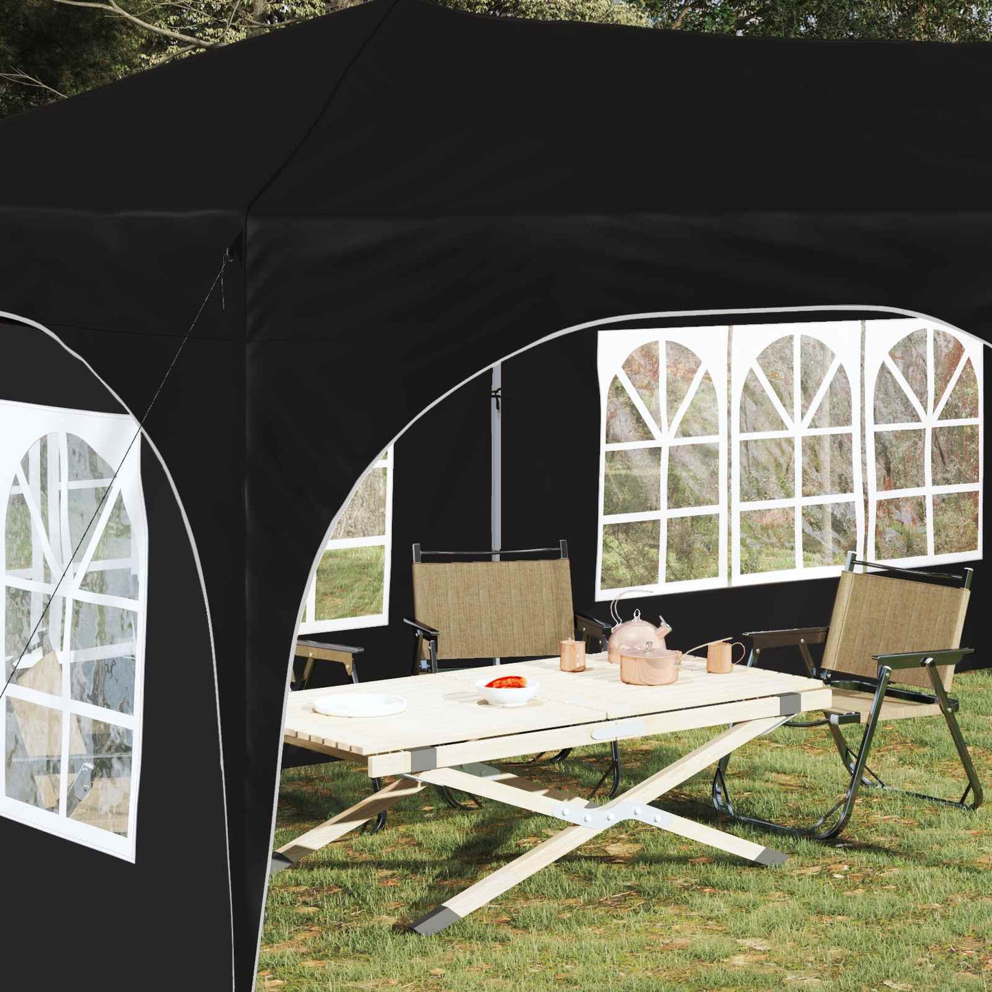 vidaXL Pop-up Party Tent 575 x 288 x 245 cm Black Oxford Fabric
