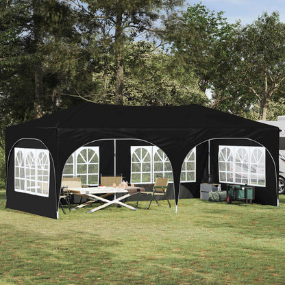 vidaXL Pop-up Party Tent 575 x 288 x 245 cm Black Oxford Fabric