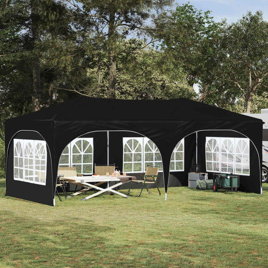 vidaXL Pop-up Party Tent 575 x 288 x 245 cm Black Oxford Fabric