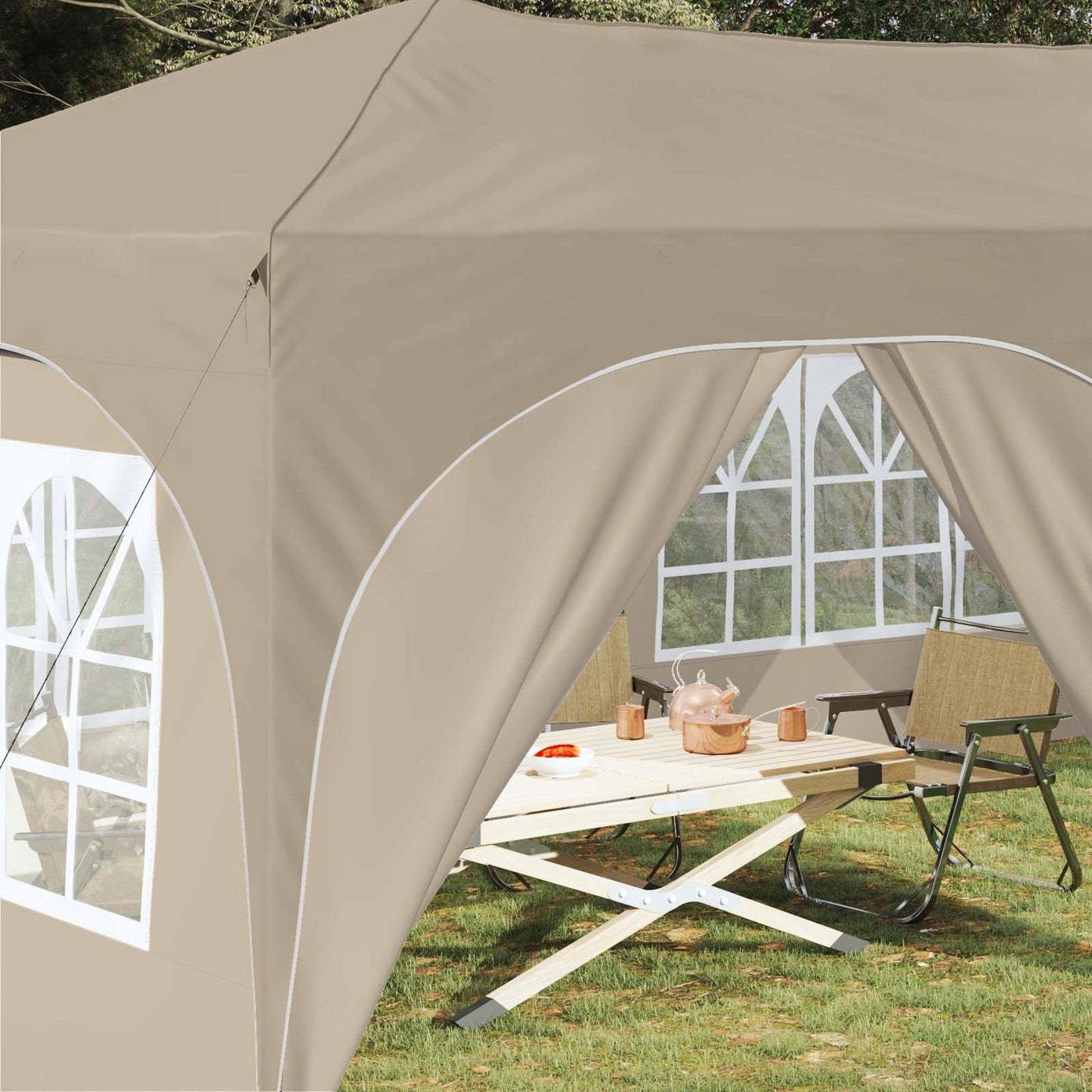 vidaXL Pop-up Party Tent 575 x 288 x 245 cm Cream Oxford Fabric