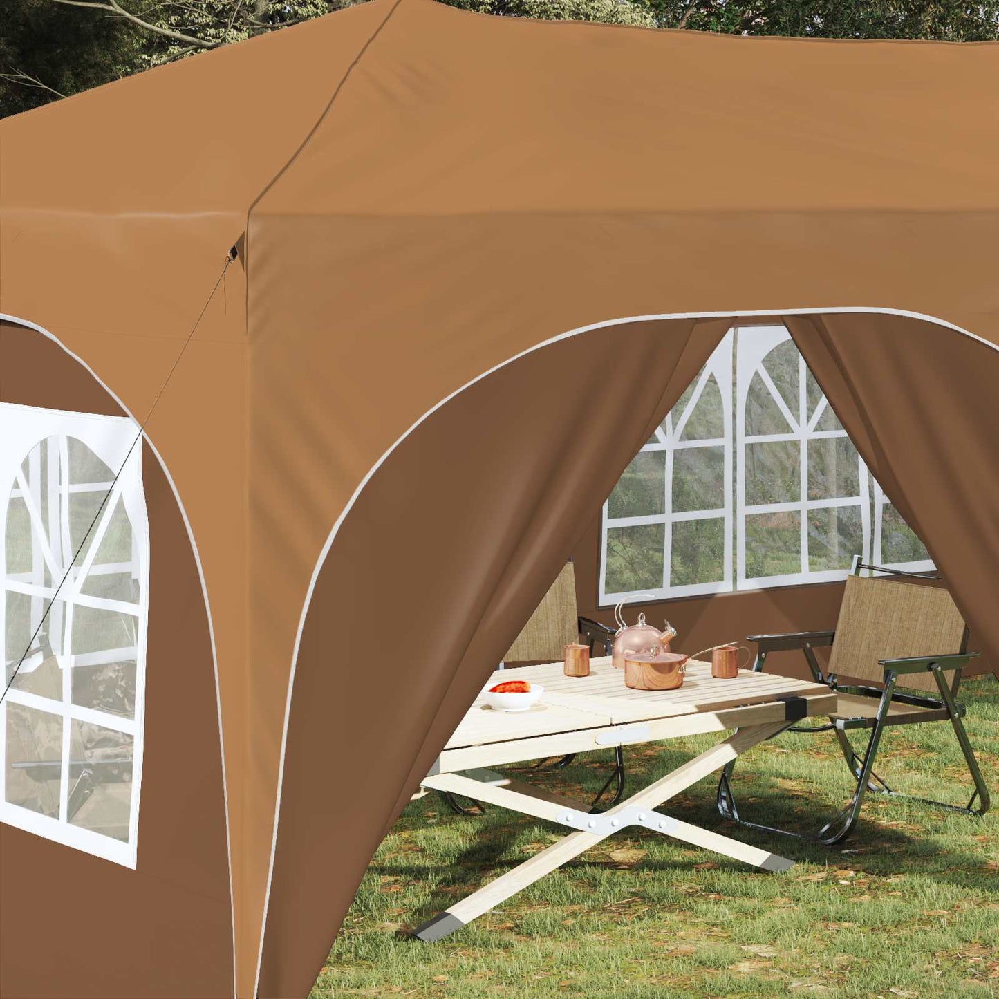 vidaXL Pop-up Party Tent 575 x 288 x 245 cm Beige Oxford Fabric