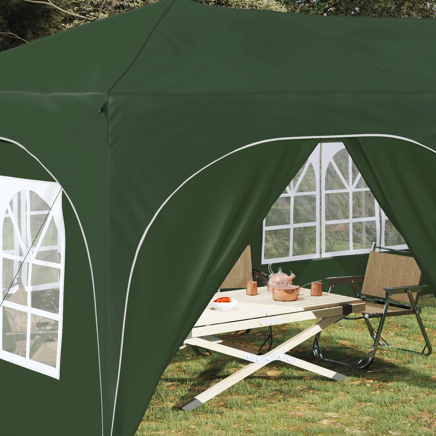 vidaXL Pop-up Party Tent 575 x 288 x 245 cm Green Oxford Fabric