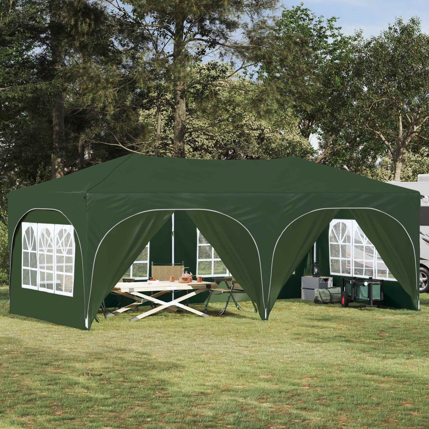 vidaXL Pop-up Party Tent 575 x 288 x 245 cm Green Oxford Fabric