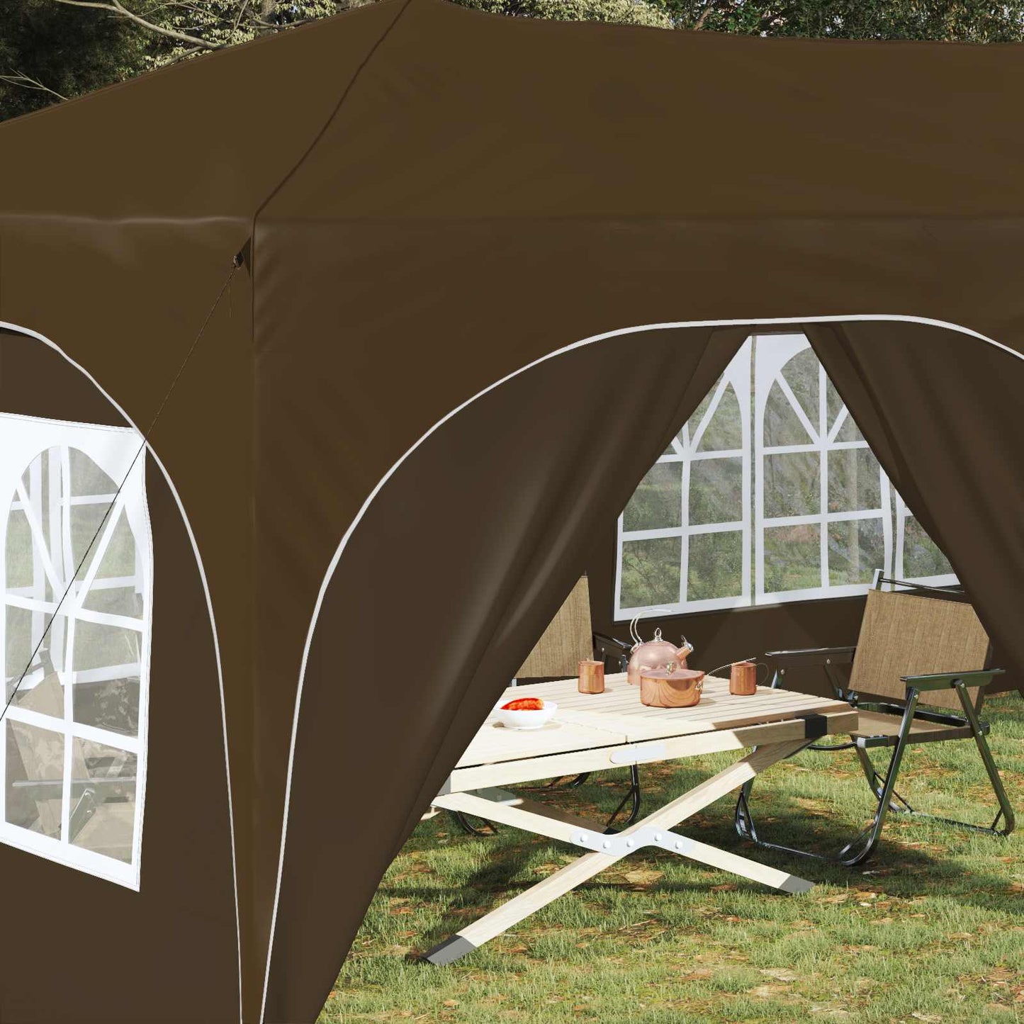 vidaXL Pop-up Party Tent 575 x 288 x 245 cm Taupe Oxford Fabric