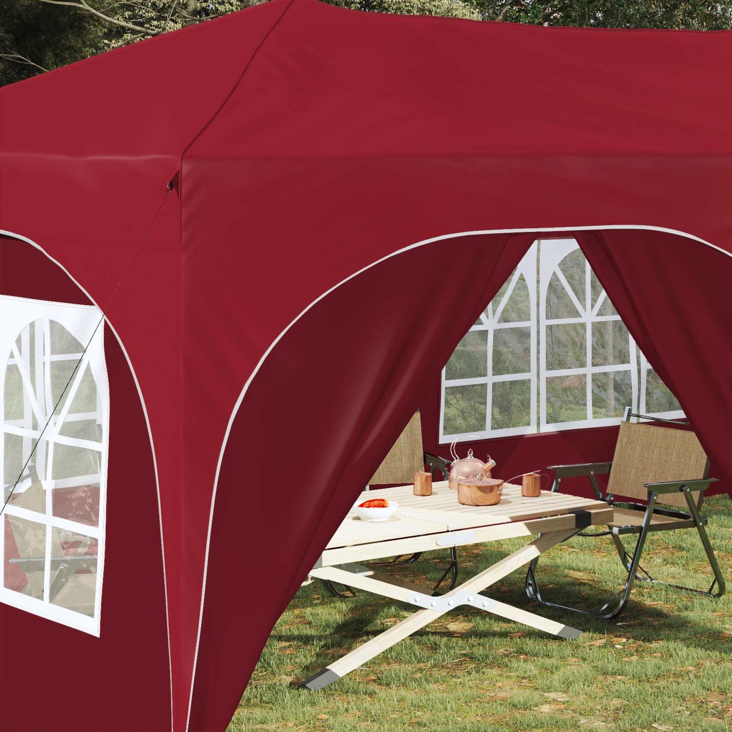 vidaXL Pop-up Party Tent 575 x 288 x 245 cm Burgundy Oxford Fabric