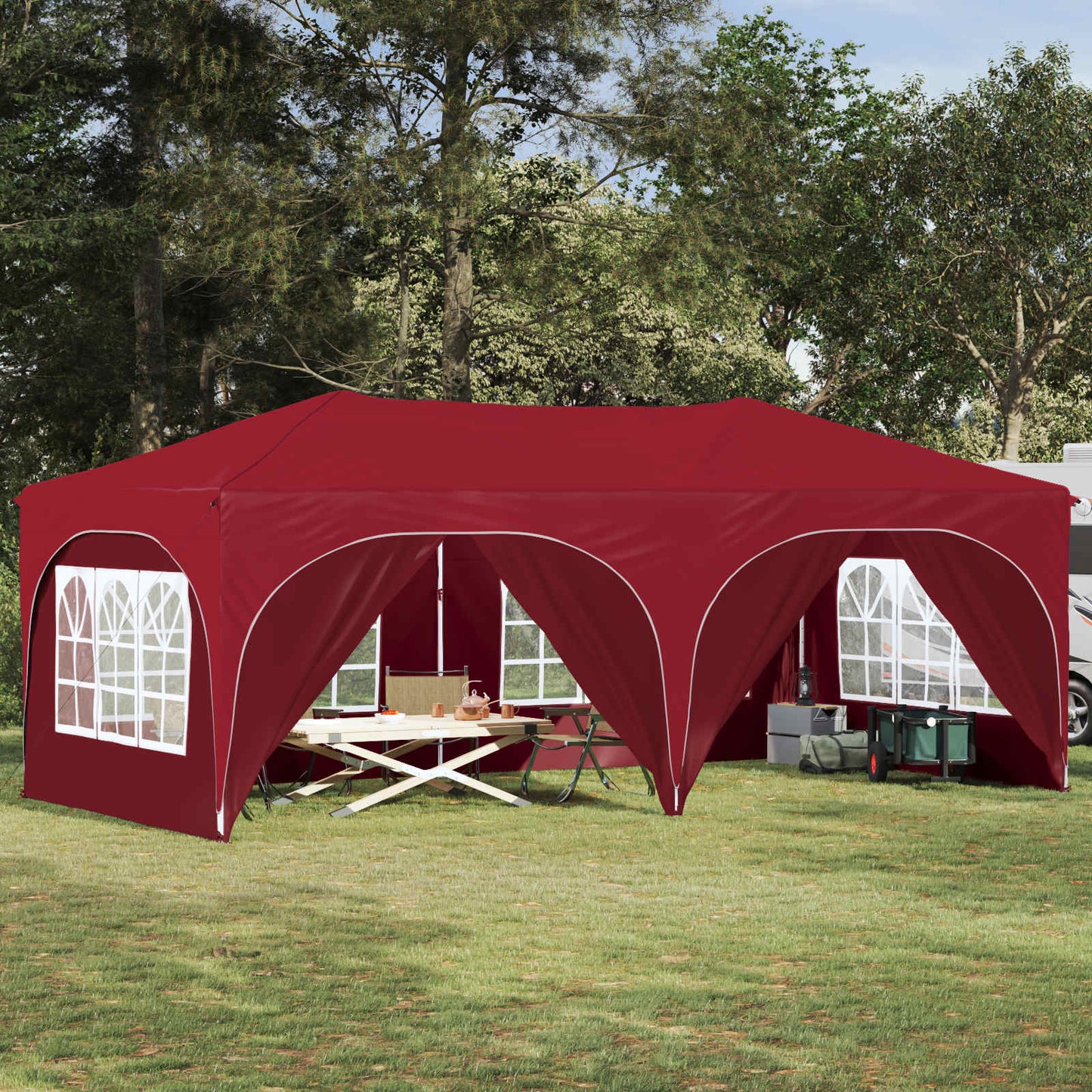 vidaXL Pop-up Party Tent 575 x 288 x 245 cm Burgundy Oxford Fabric