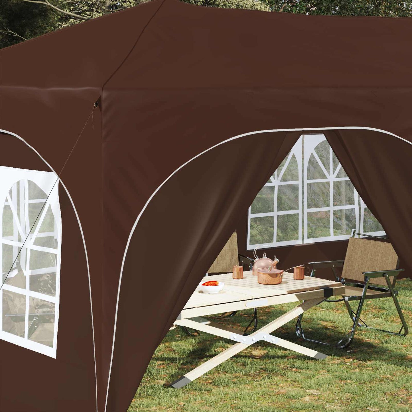 vidaXL Pop-up Party Tent 575 x 288 x 245 cm Brown Oxford Fabric