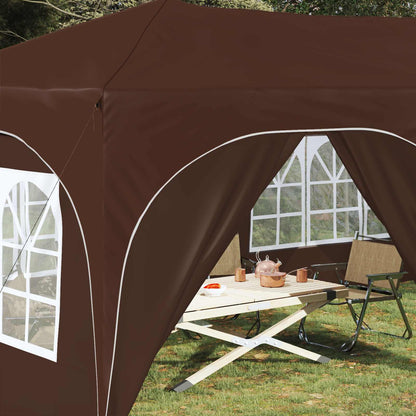 vidaXL Pop-up Party Tent 575 x 288 x 245 cm Brown Oxford Fabric