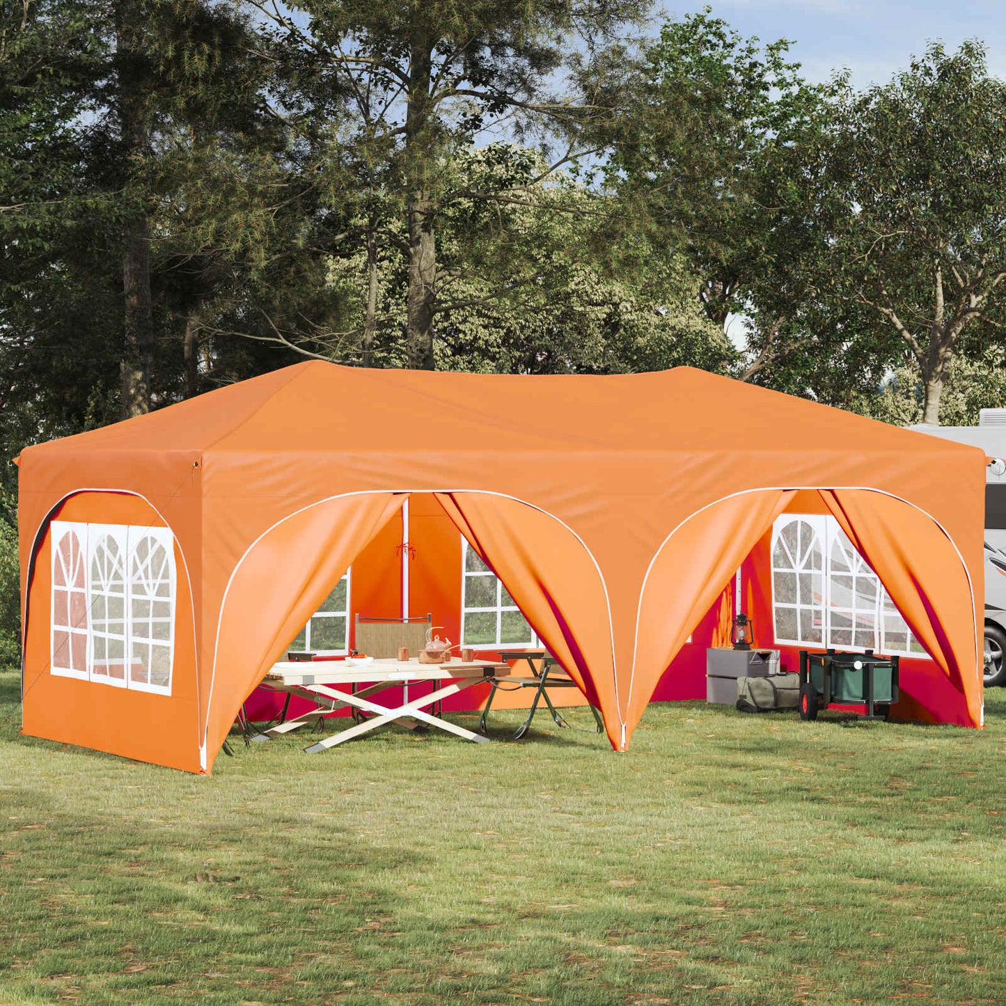 vidaXL Pop-up Party Tent 575 x 288 x 245 cm Orange Oxford Fabric